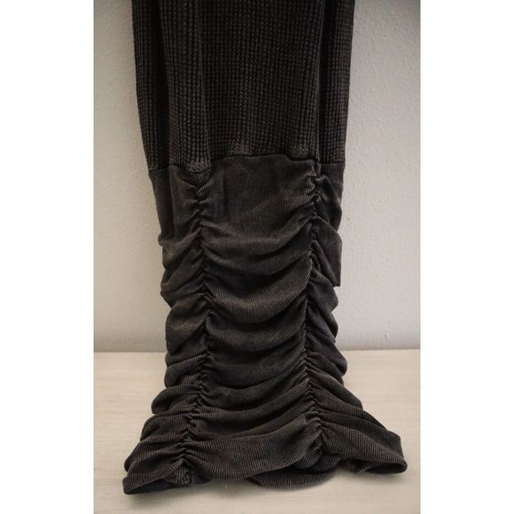Free People One Women's Sz XS Black/Gray Katya Thermal Ruched Mini Dress - Picture 7 of 11